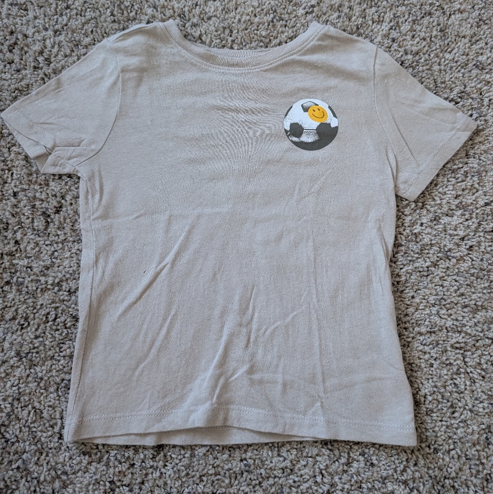 Old Navy Tan Short Sleeve Tee with Soccer Smile Patch